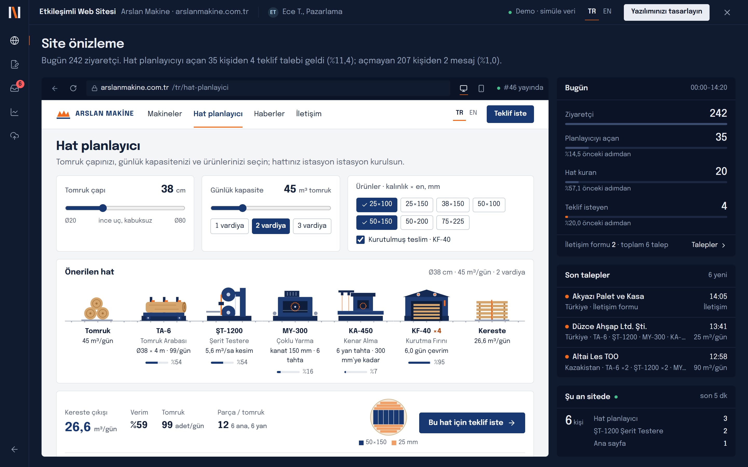 Etkileşimli Web Sitesi demosunun ekran görüntüsü